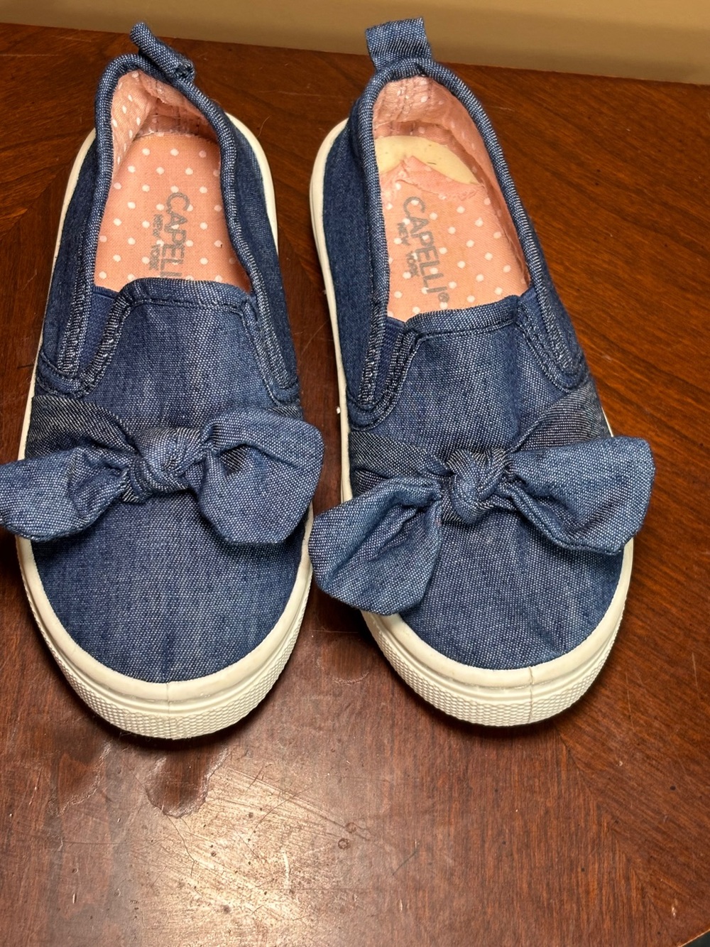 Capelli of New York Denim Bow Slip-On Sneakers - Blue
